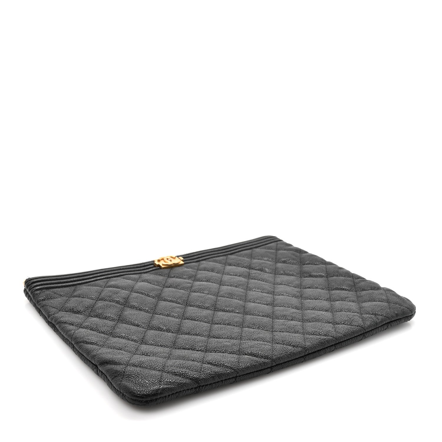 Caviar Quilted Medium Boy Cosmetic Case Black