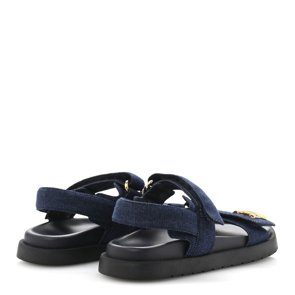 Louis Vuitton Denim Sunset Comfort Flat Sandals 37.5 Blue