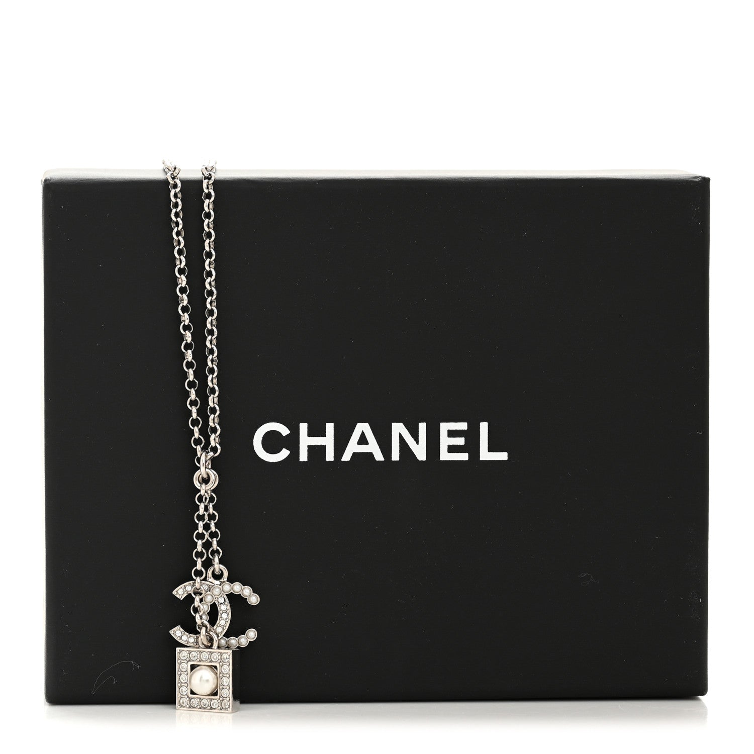 Ruthenium Crystal Square CC Lariat Necklace