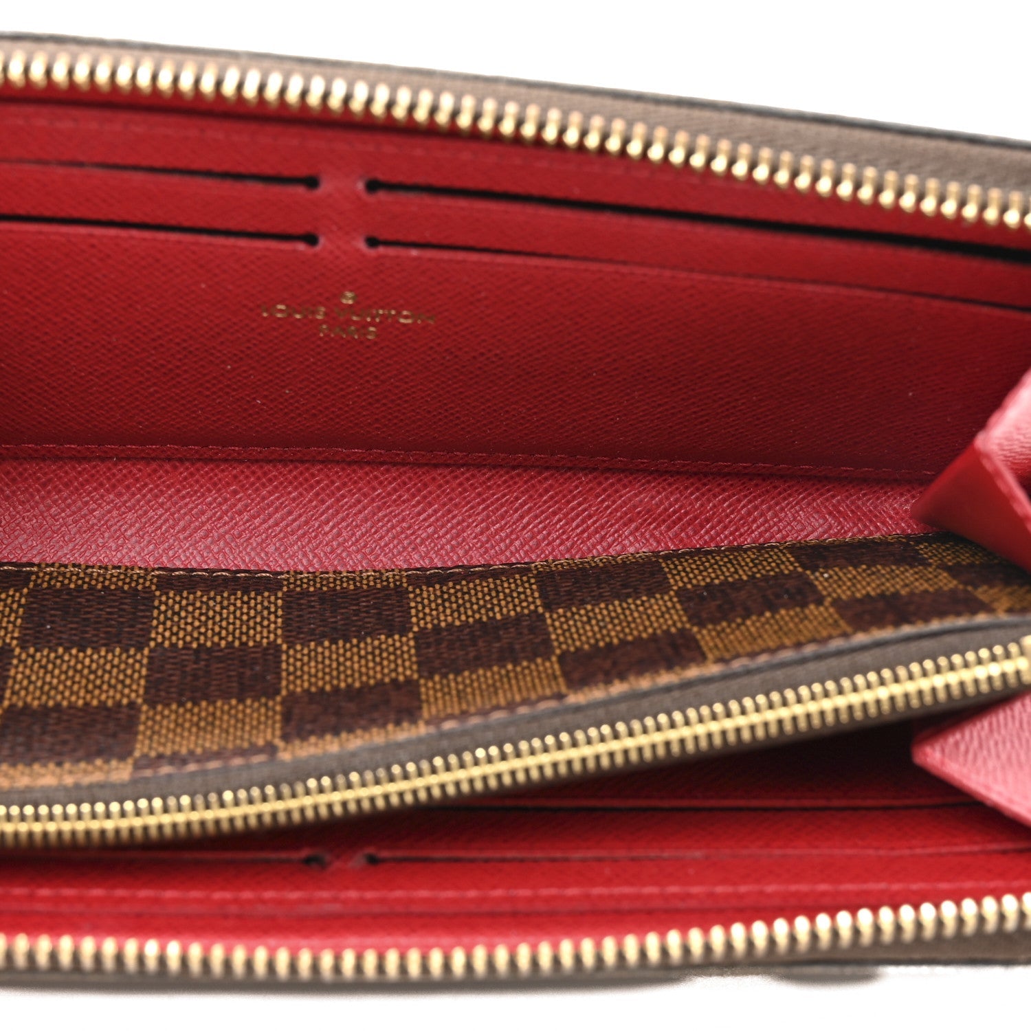 Louis Vuitton Damier Ebene Clemence Wallet Cherry