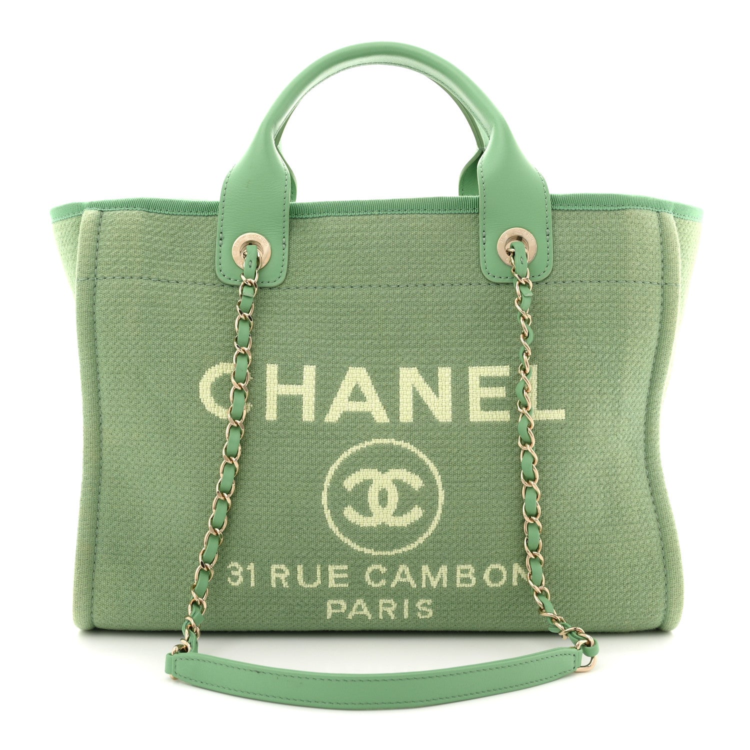 Chanel Mixed Fibers Small Deauville Tote Green