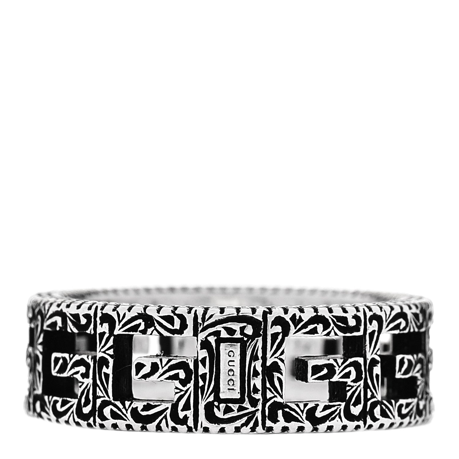 Gucci Sterling Silver Wide Square G Band Ring 57 8