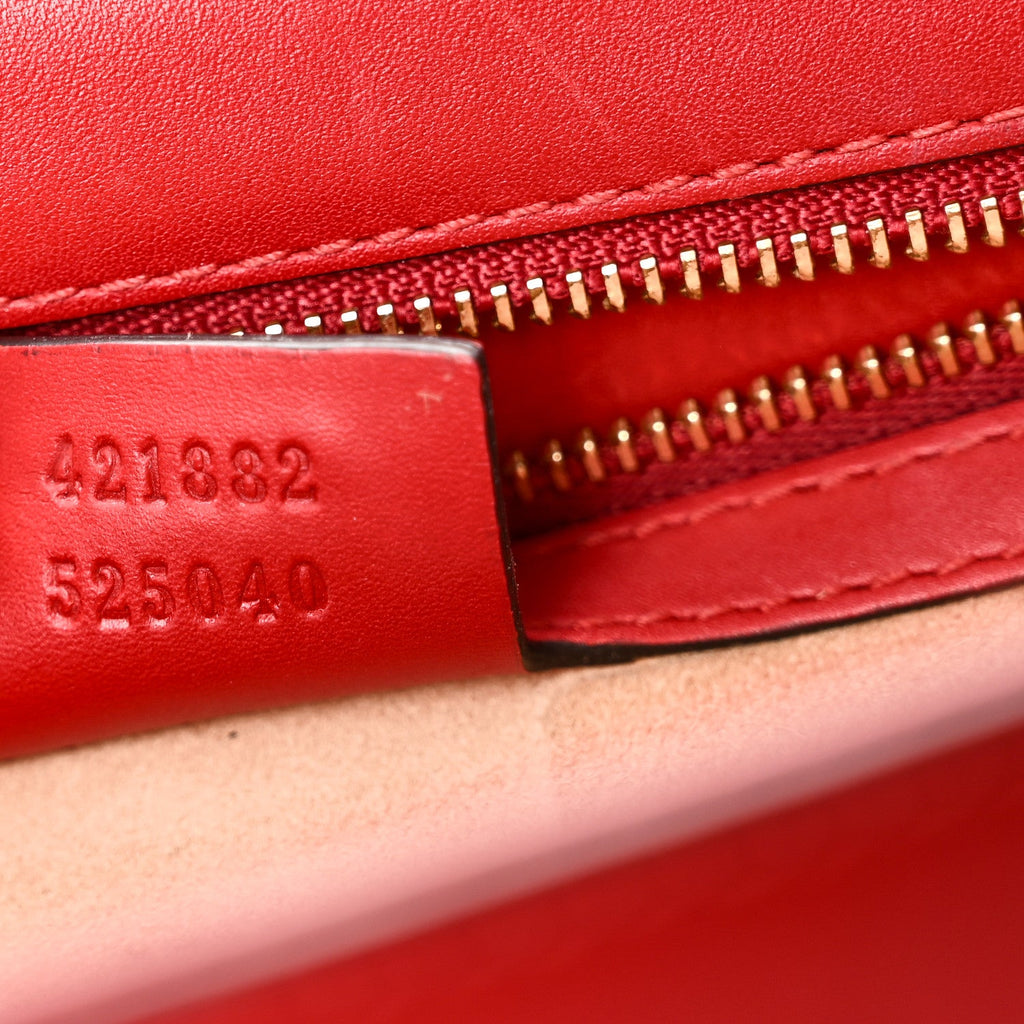 Gucci Calfskin Small Sylvie Shoulder Bag Hibiscus Red