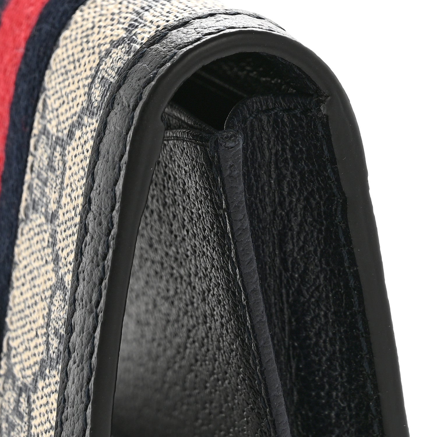 Gucci GG Supreme Monogram Textured Dollar Calfskin Web Ophidia Card Case Beige Blue