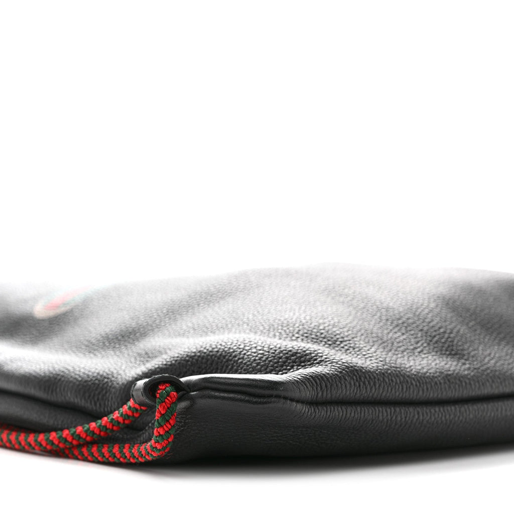 Gucci Calfskin Logo Drawstring Backpack Black