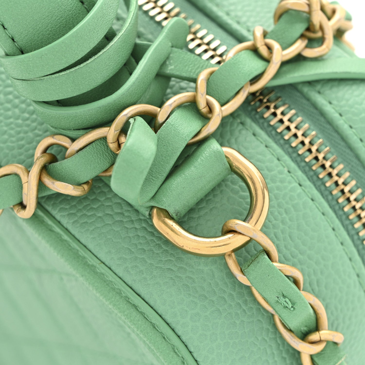 Chanel Caviar Quilted Medium CC Filigree Vanity Case Green