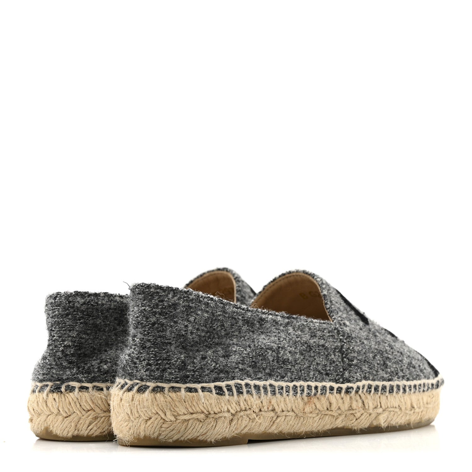 Chanel Tweed Velvet CC Espadrilles 38 Grey Black