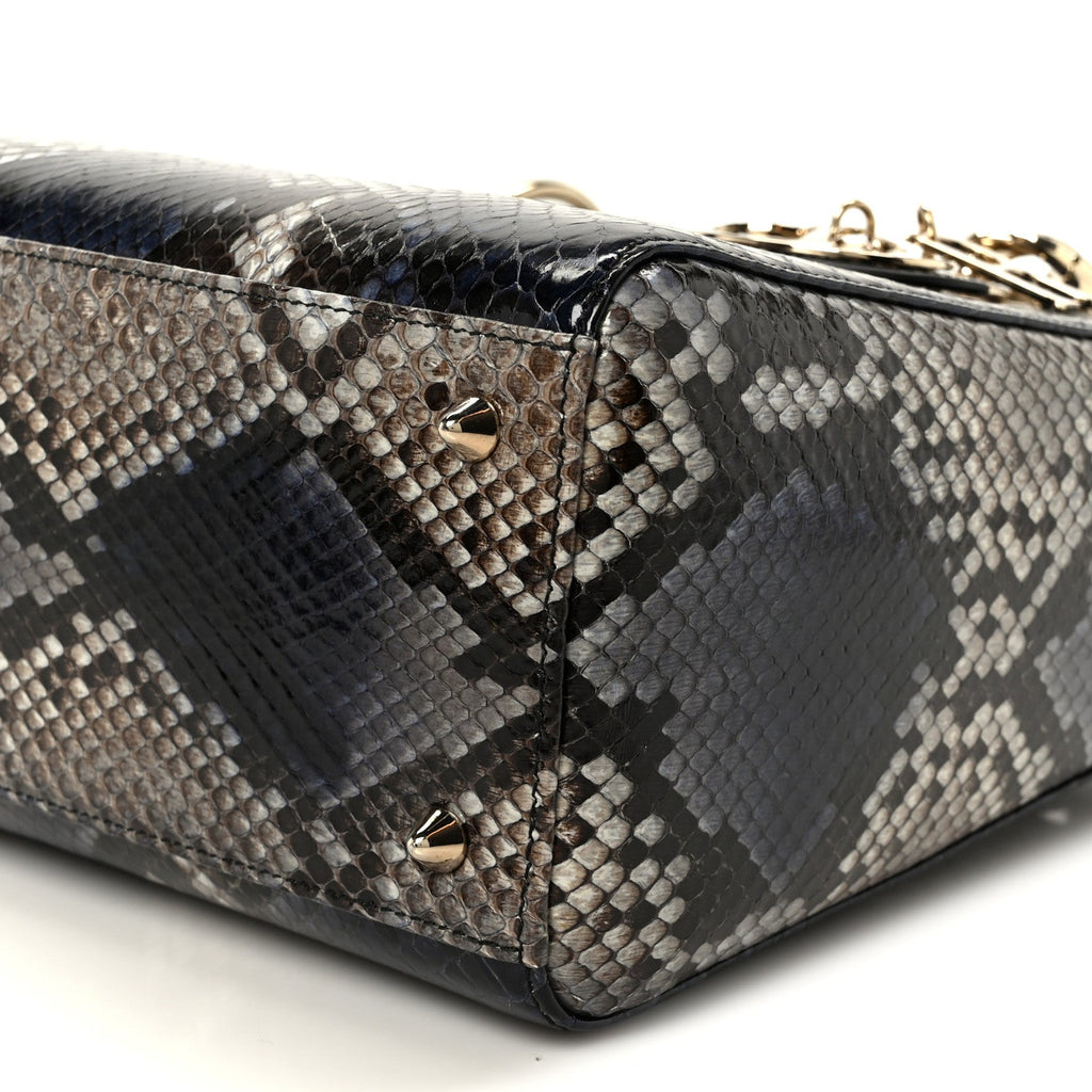 Christian Dior Snakeskin Small Lady Dior Bleu Multicolor