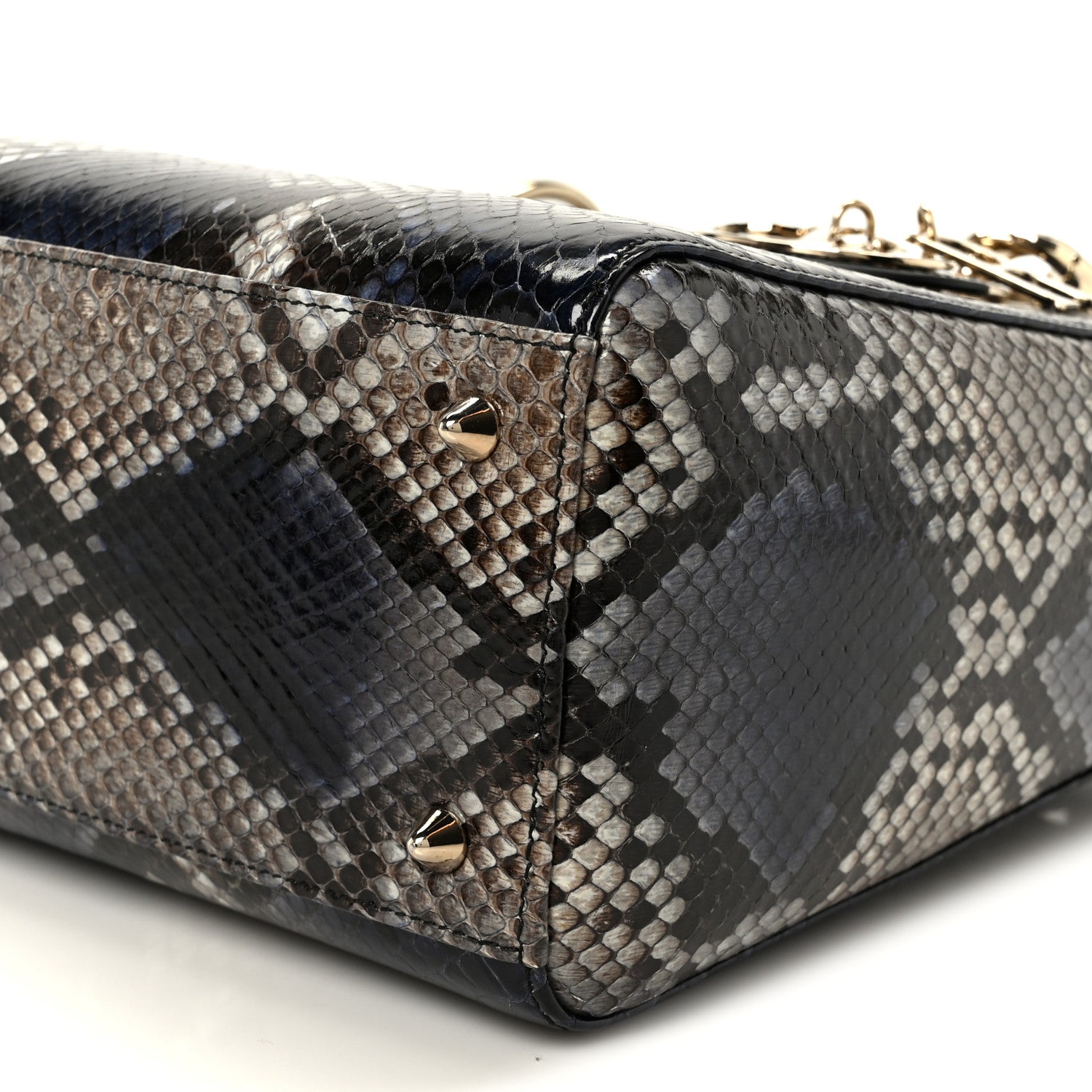 Christian Dior Snakeskin Small Lady Dior Bleu Multicolor
