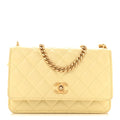 Chanel Lambskin Quilted Sweet Camellia Wallet on Chain WOC Yellow