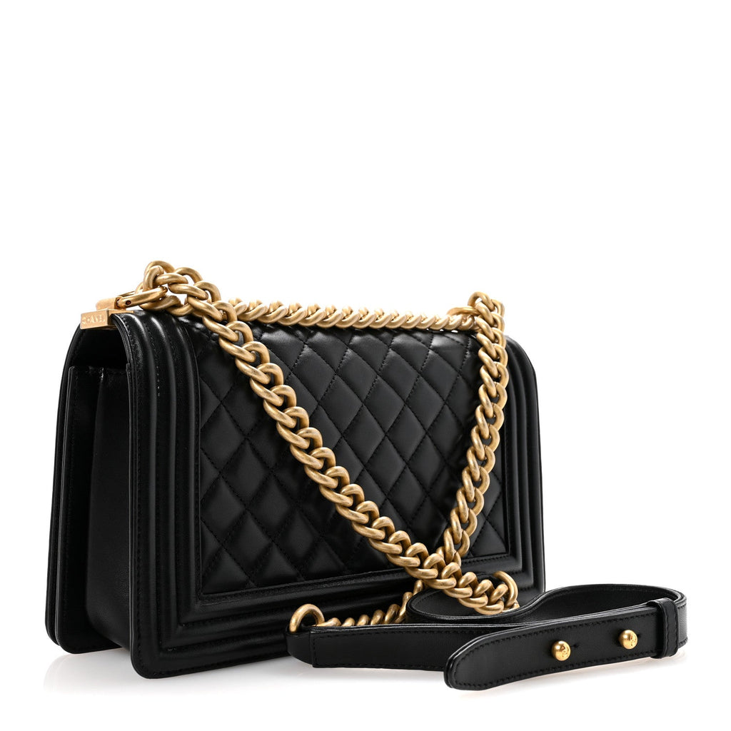 Chanel Lambskin Quilted Medium Boy Flap Black