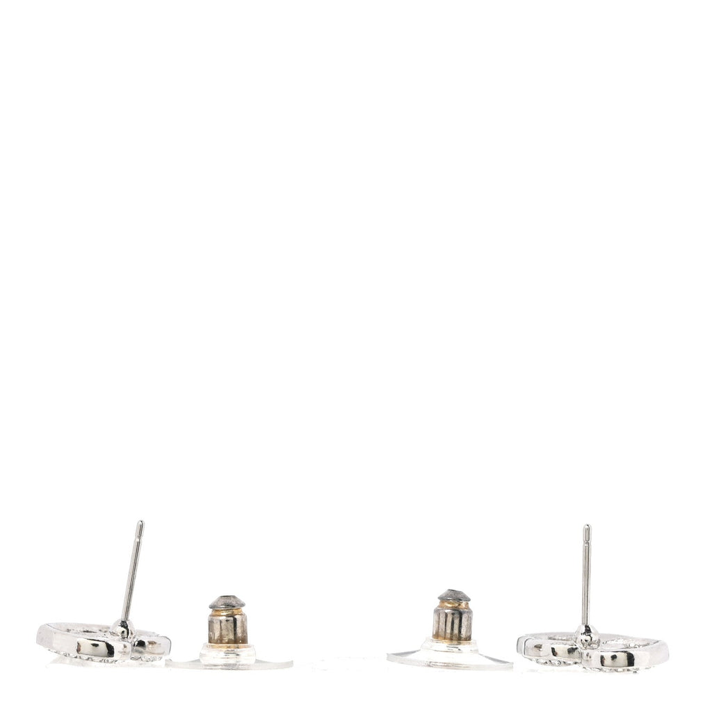Crystal CC Heart Earrings Silver
