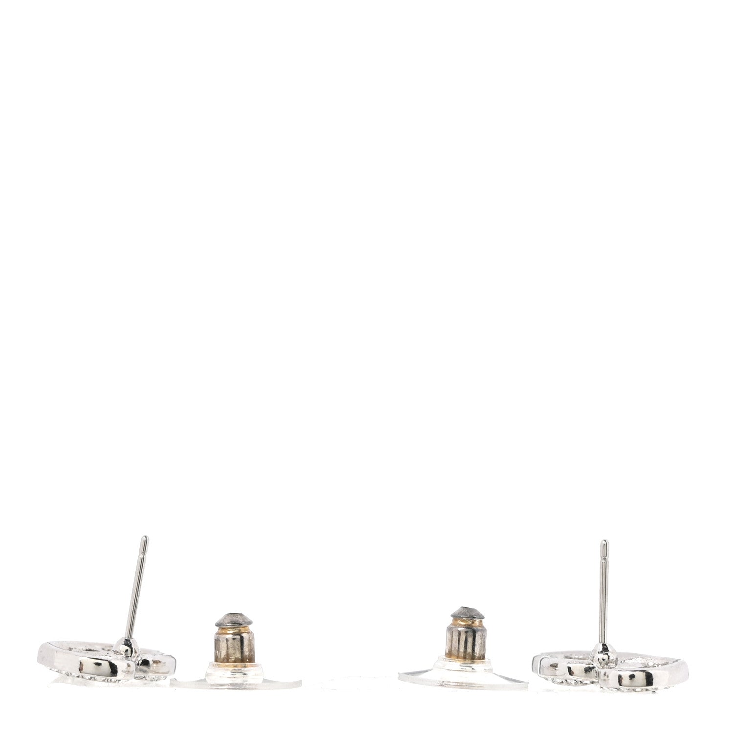 Crystal CC Heart Earrings Silver
