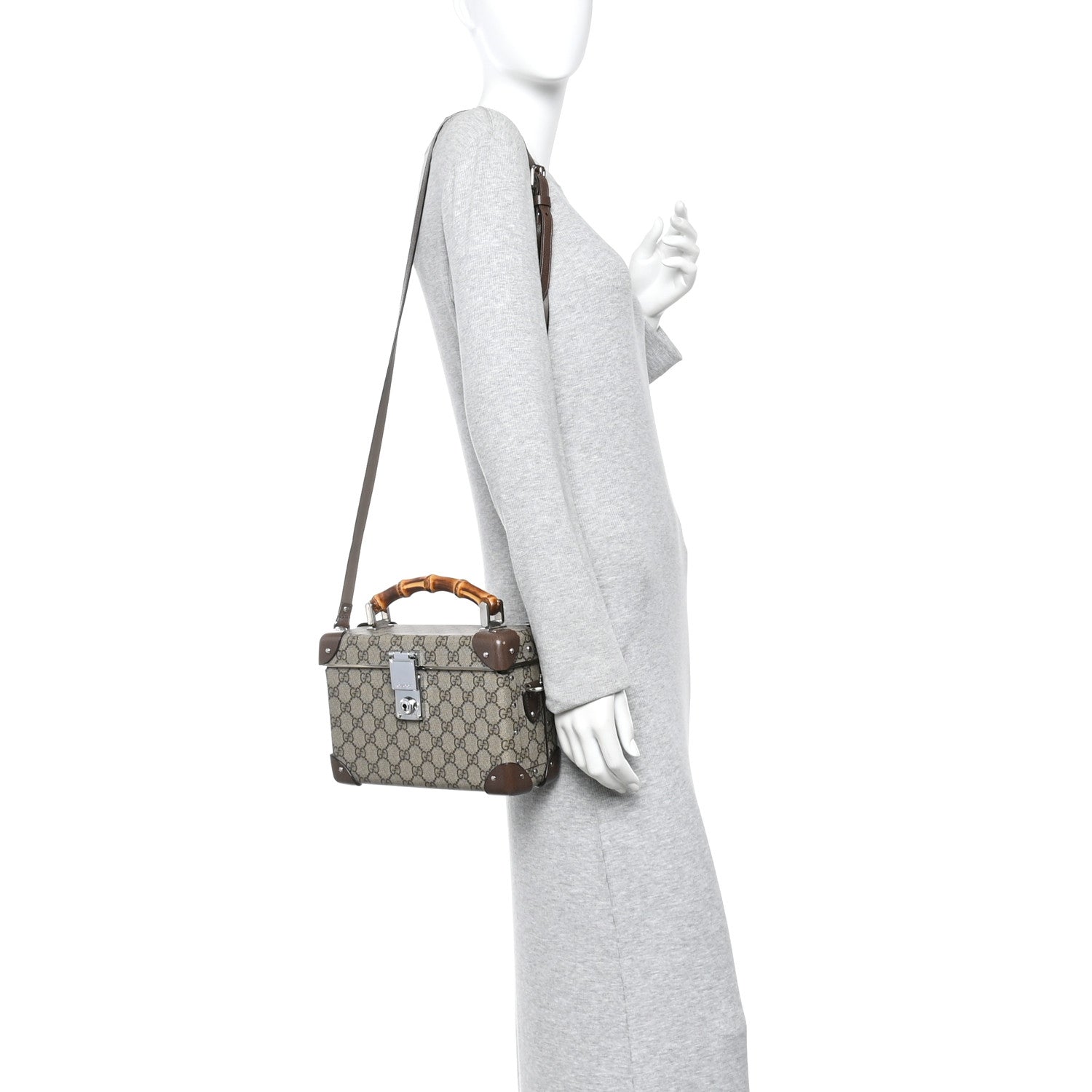 Gucci GG Supreme Monogram Globe-Trotter Beauty Case Brown