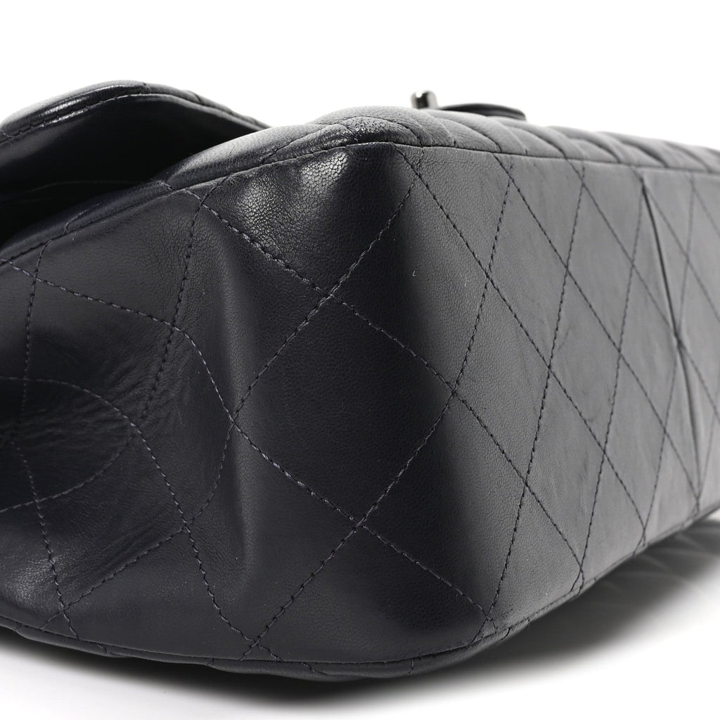 Chanel Lambskin Quilted Jumbo Double Flap Navy