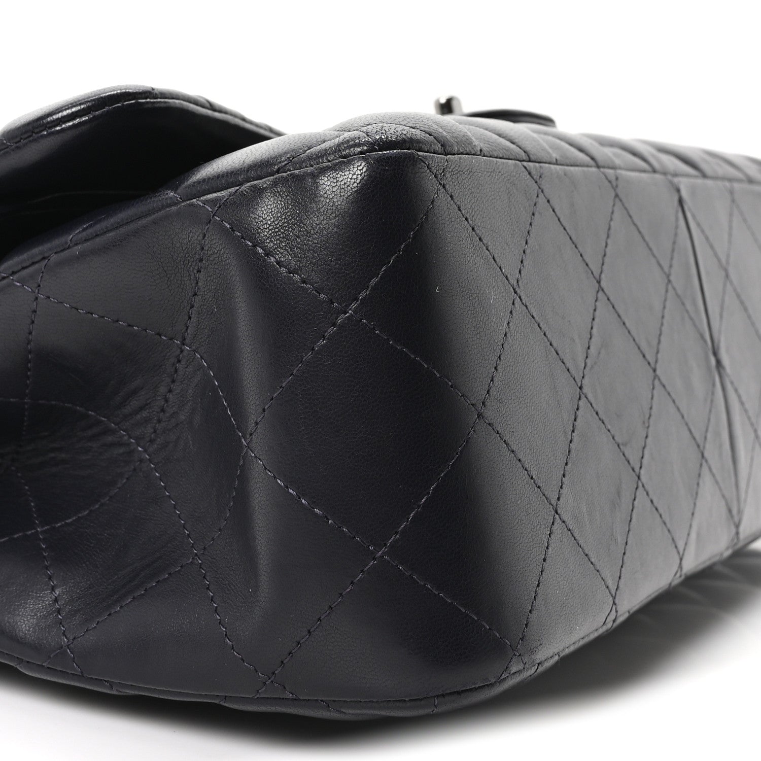 Chanel Lambskin Quilted Jumbo Double Flap Navy