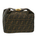 FENDI Zucca Canvas Vanity Cosmetic Pouch Black Brown  37617