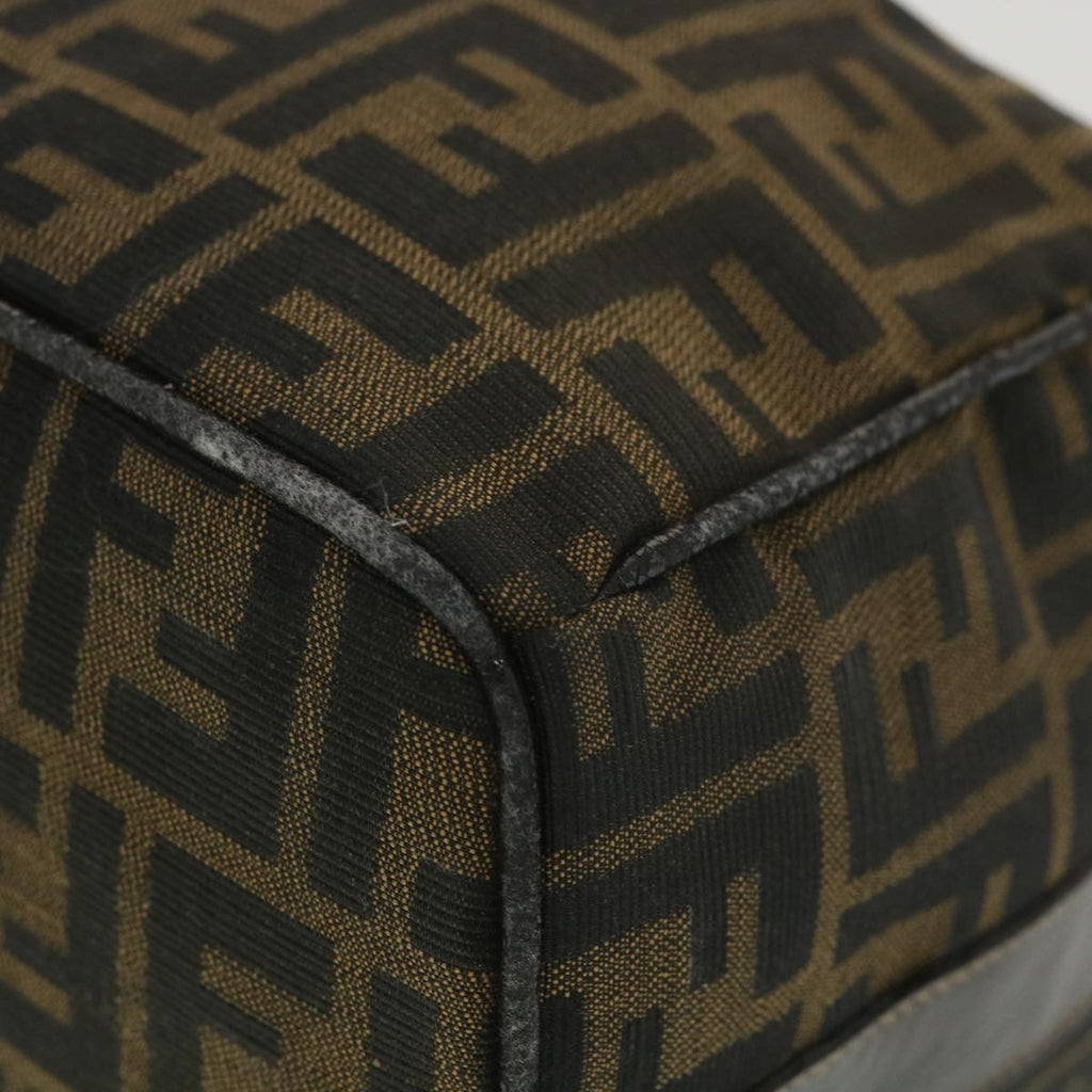 FENDI Zucca Canvas Vanity Cosmetic Pouch Black Brown Auth 37617