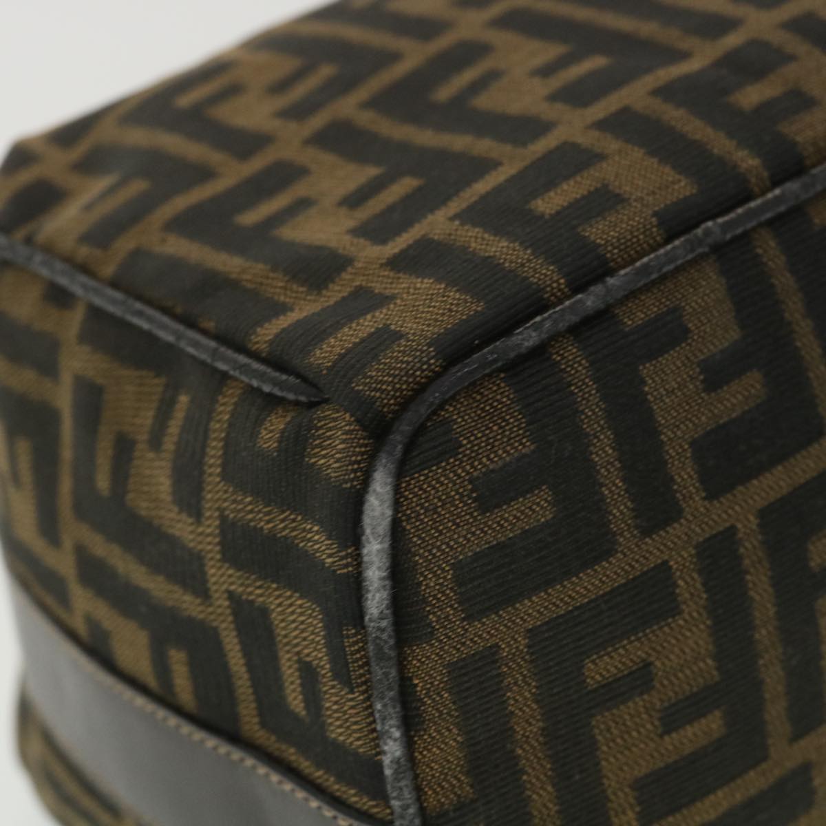 FENDI Zucca Canvas Vanity Cosmetic Pouch Black Brown  37617
