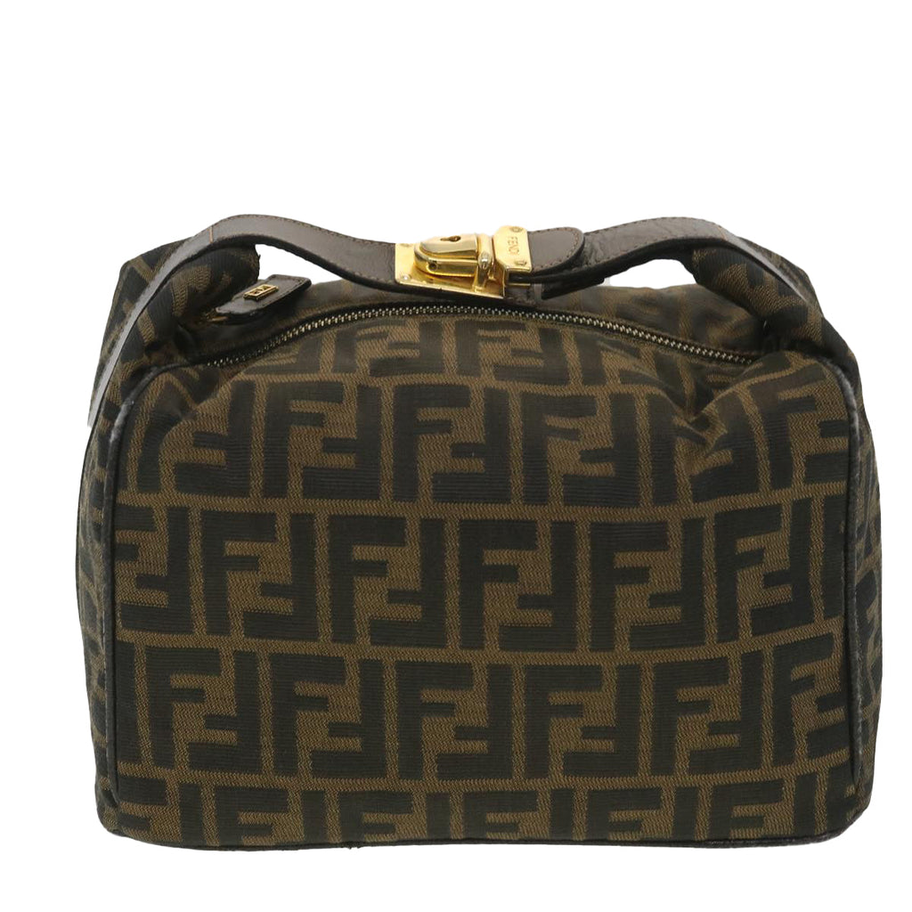 FENDI Zucca Canvas Vanity Cosmetic Pouch Black Brown  37617