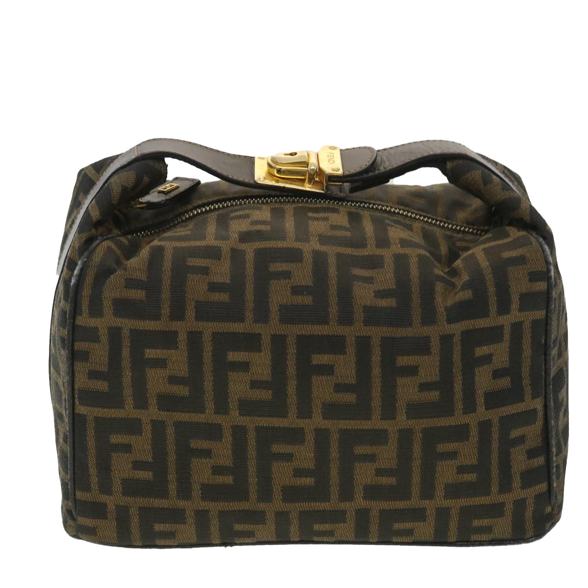 FENDI Zucca Canvas Vanity Cosmetic Pouch Black Brown  37617