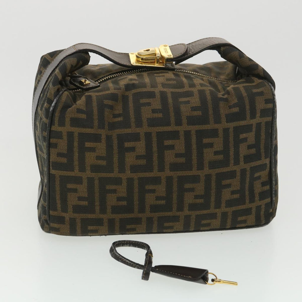 FENDI Zucca Canvas Vanity Cosmetic Pouch Black Brown  37617