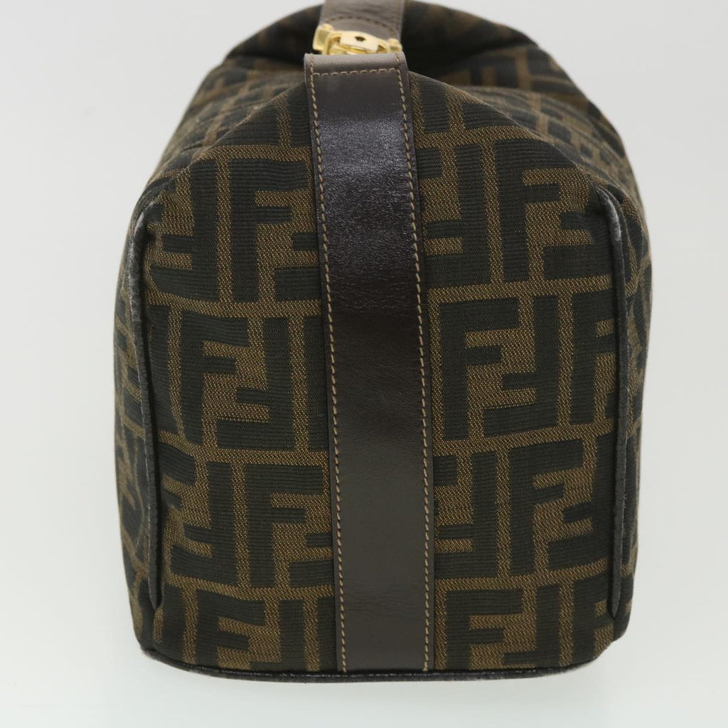 FENDI Zucca Canvas Vanity Cosmetic Pouch Black Brown Auth 37617