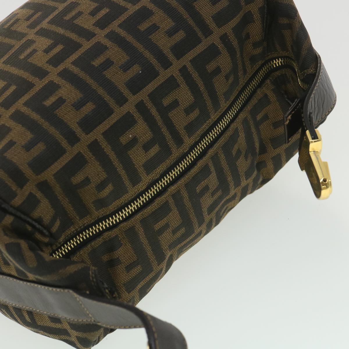 FENDI Zucca Canvas Vanity Cosmetic Pouch Black Brown  37617