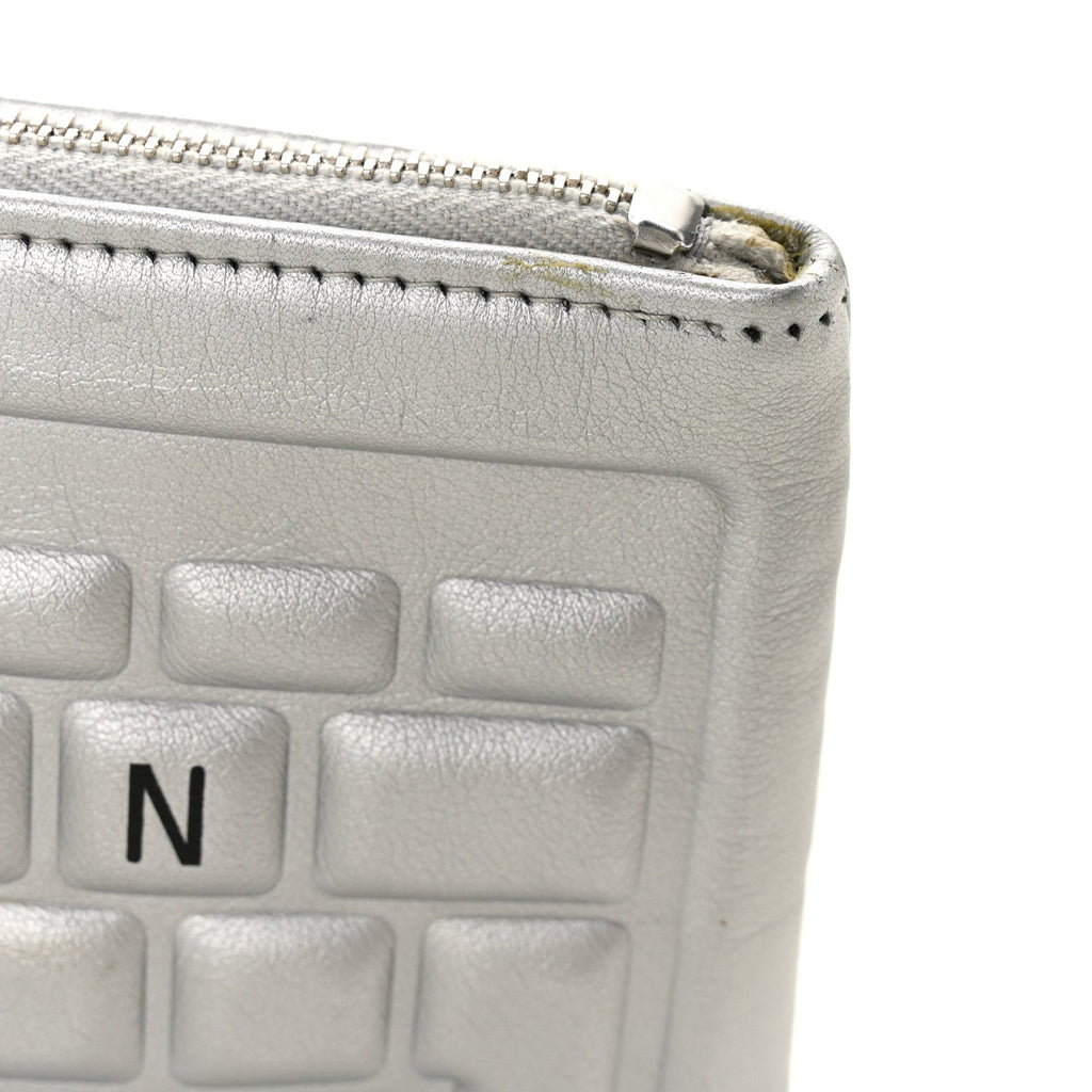 Metallic Calfskin Keyboard Pouch Silver
