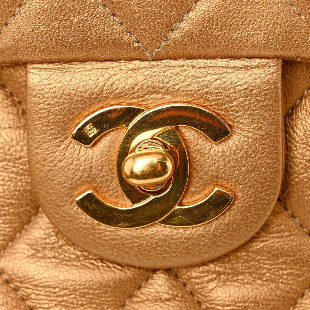 Chanel Metallic Lambskin Quilted Mini Square Flap Bronze