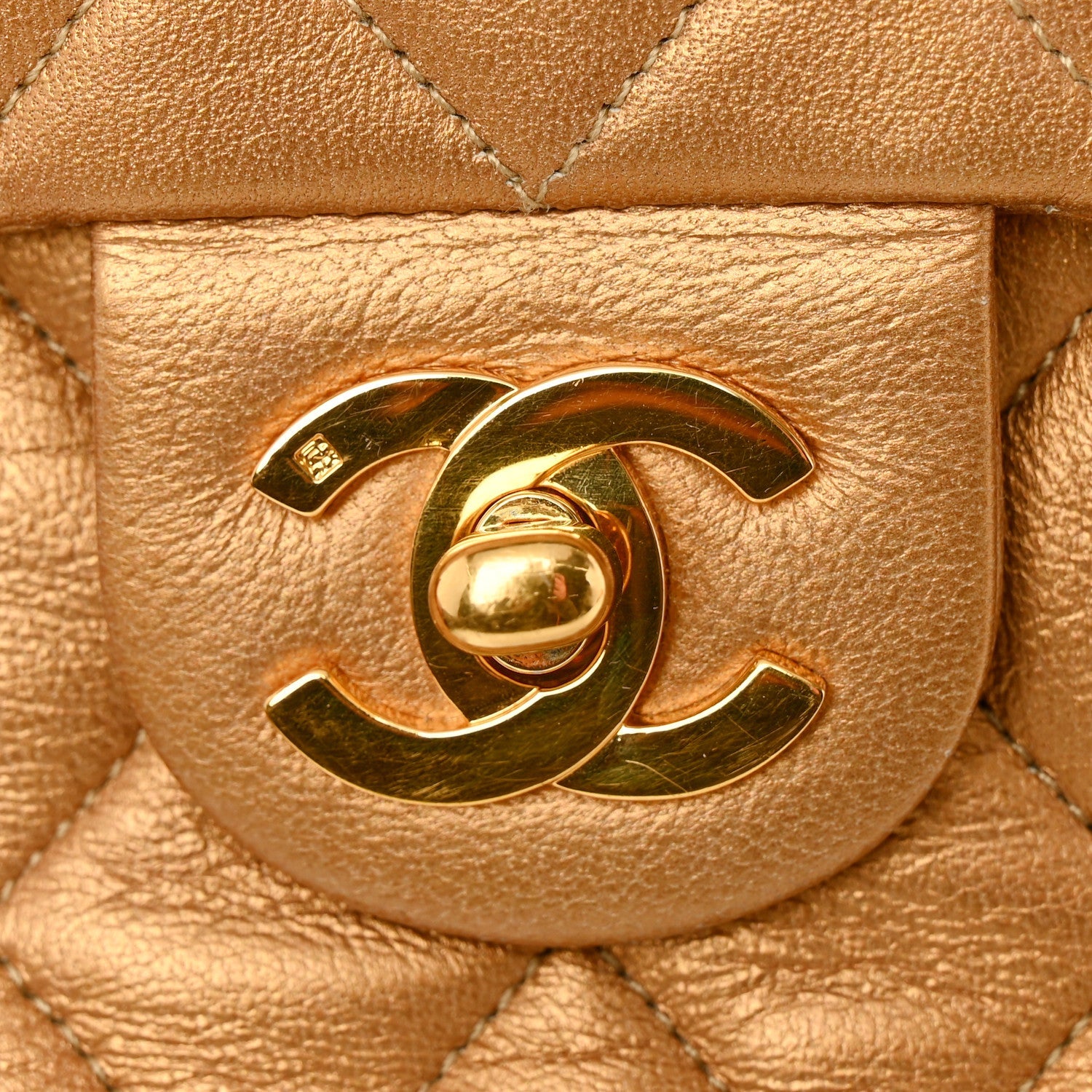 Chanel Metallic Lambskin Quilted Mini Square Flap Bronze