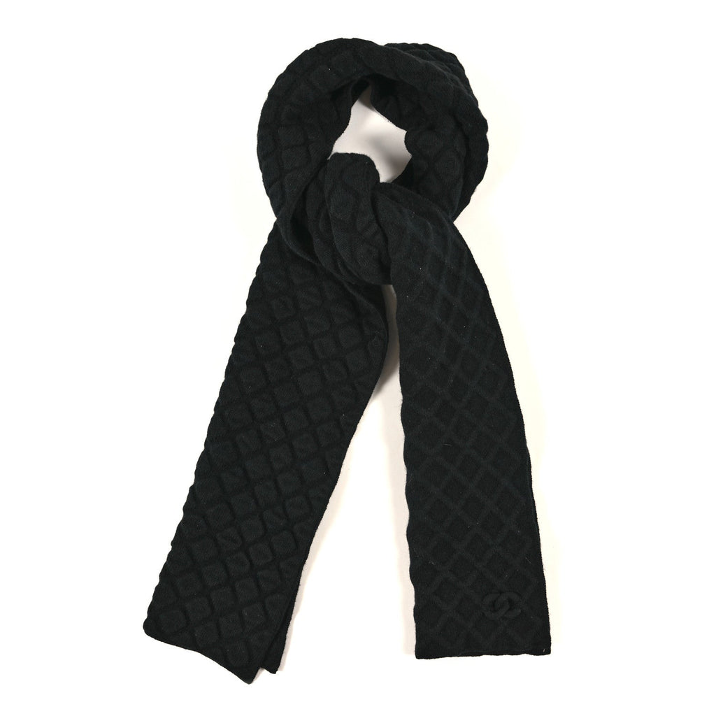 Cashmere Quilted Scarf Black