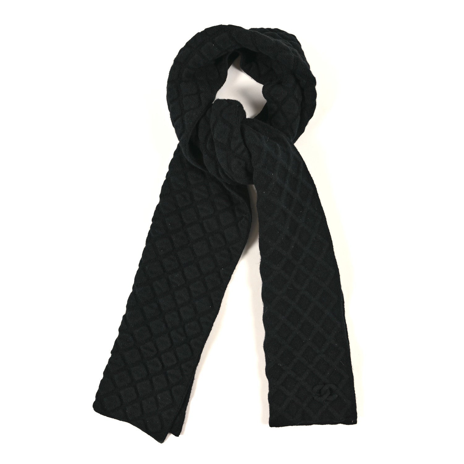 Cashmere Quilted Scarf Black