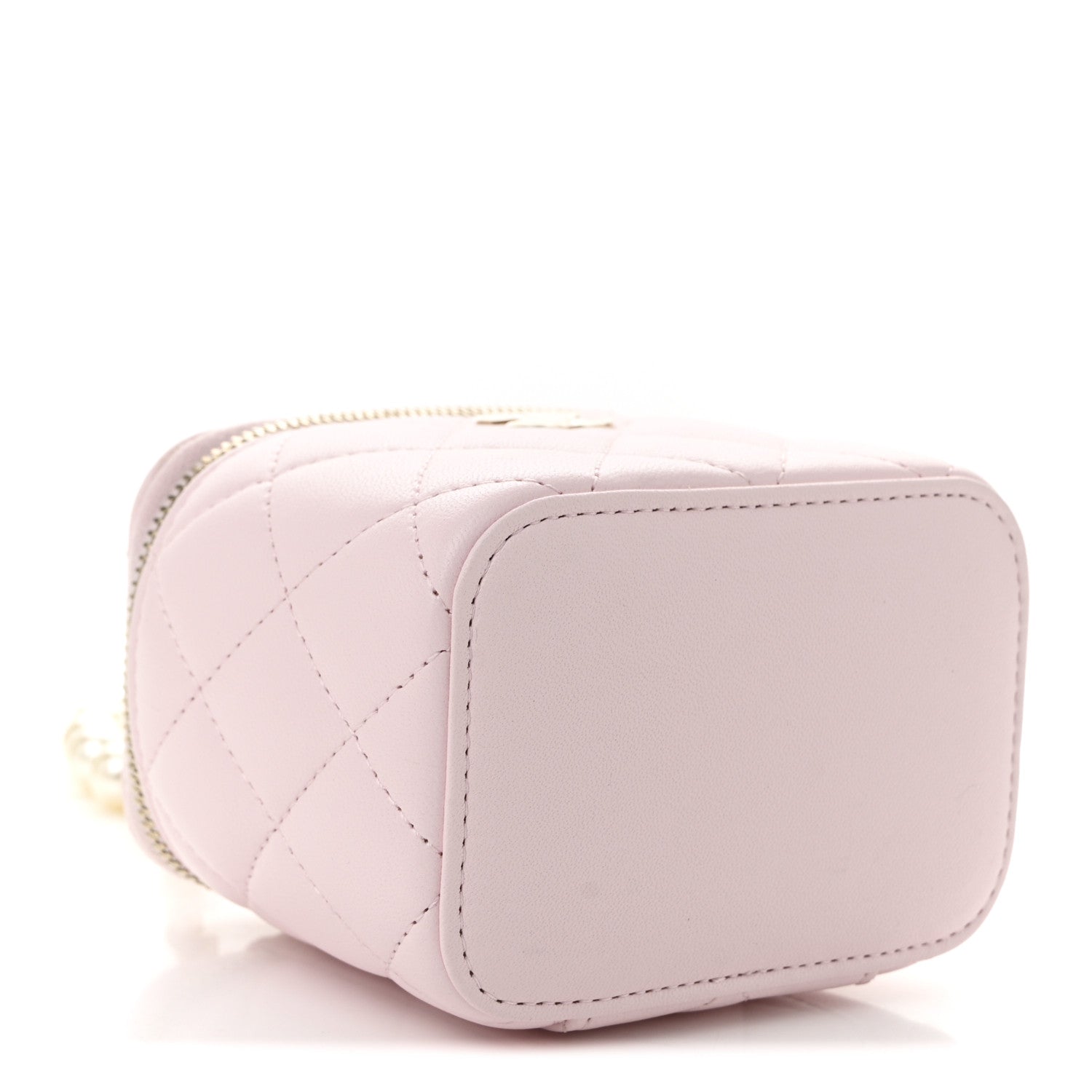 Chanel Lambskin Quilted Mini Vanity Case With Pearl Chain Light Pink