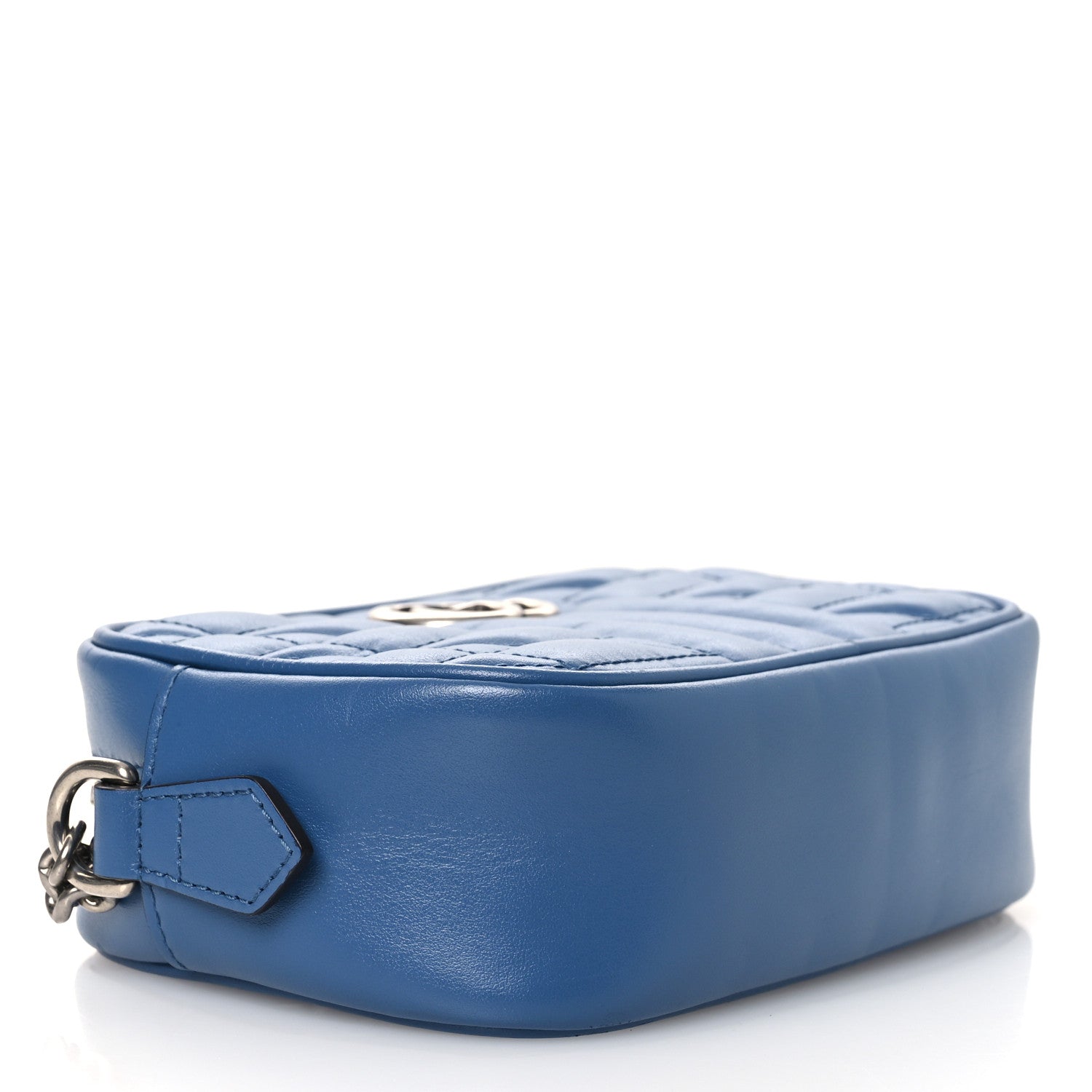 Gucci Calfskin Matelasse Aria Mini GG Marmont Chain Shoulder Bag Clear Blue