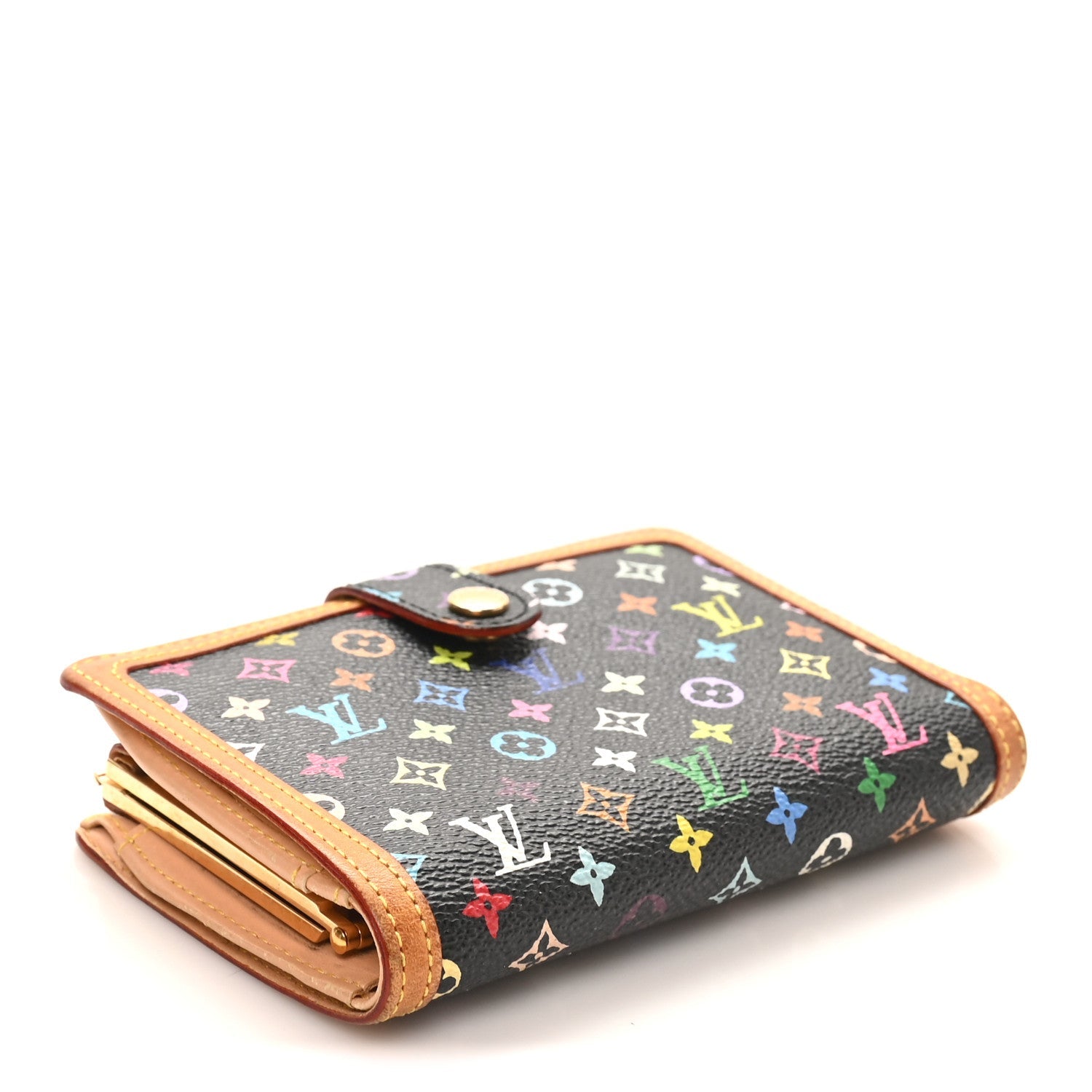 Louis Vuitton Monogram Multicolor French Purse Wallet Black