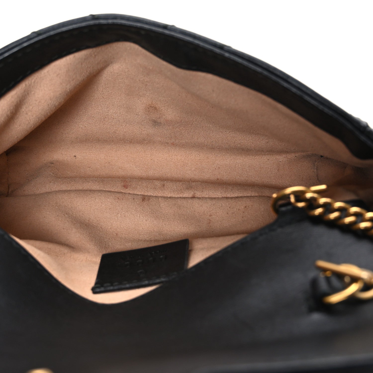Gucci Calfskin Matelasse Super Mini GG Marmont Shoulder Bag Black