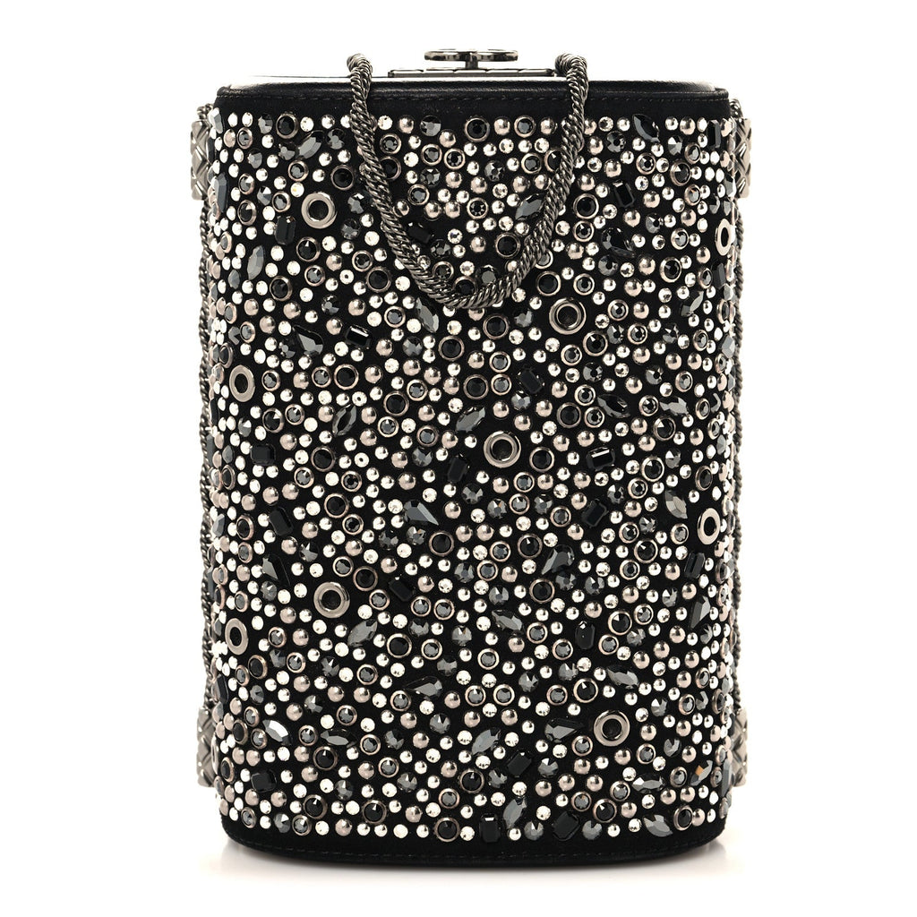 Chanel Crystal Calfskin Minaudiere Clutch Black