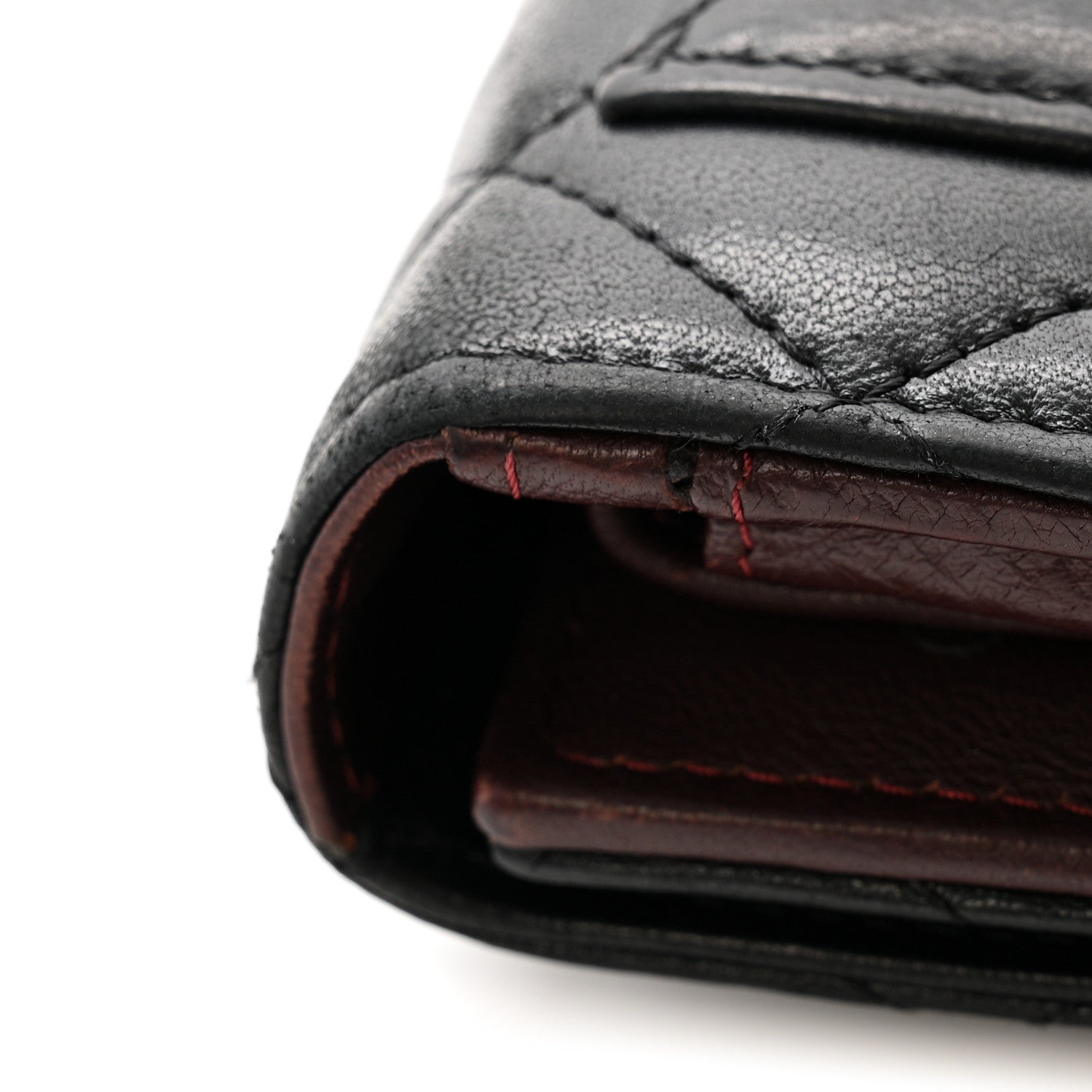 Lambskin Quilted Large Flap Wallet Black