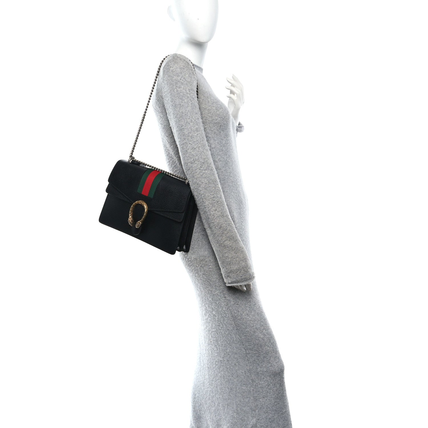 Gucci Calfskin Web Small Dionysus Shoulder Bag Black