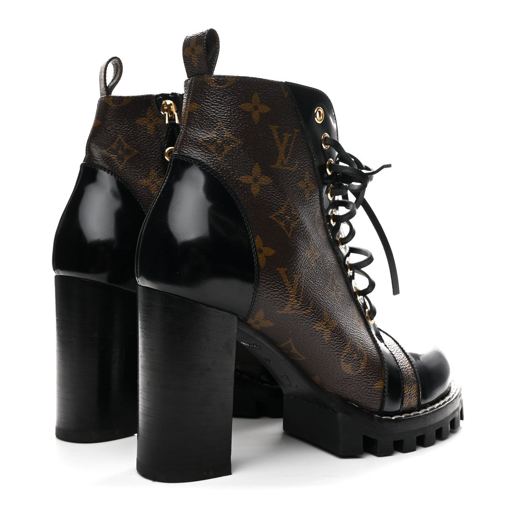 Louis Vuitton Patent Calfskin Monogram Star Trail Ankle Boots 39 Black