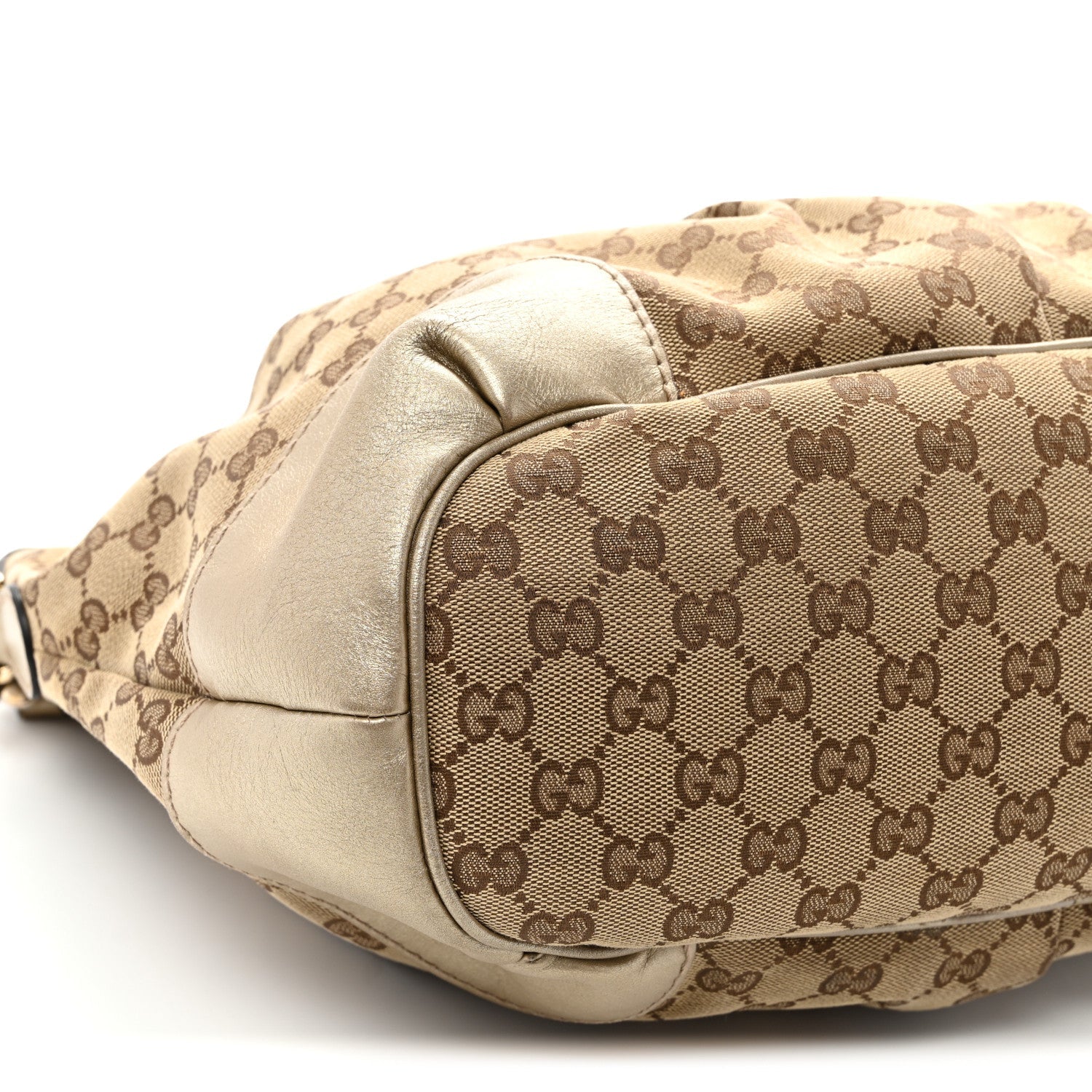 Gucci Metallic Monogram Large Sukey Top Handle Bag Beige Gold