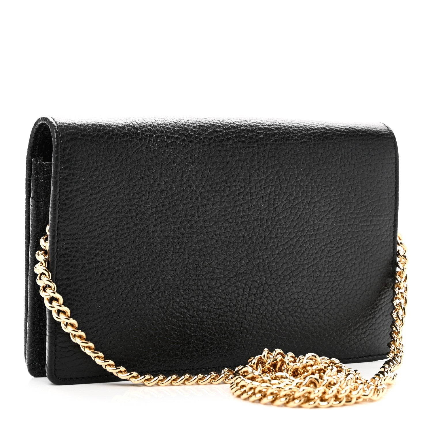 Gucci Calfskin Mini GG Marmont Chain Wallet Black