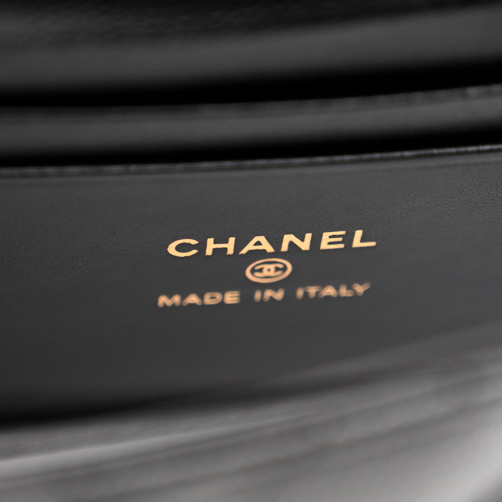 Chanel Caviar Quilted Coco Handle Clutch With Chain Black
