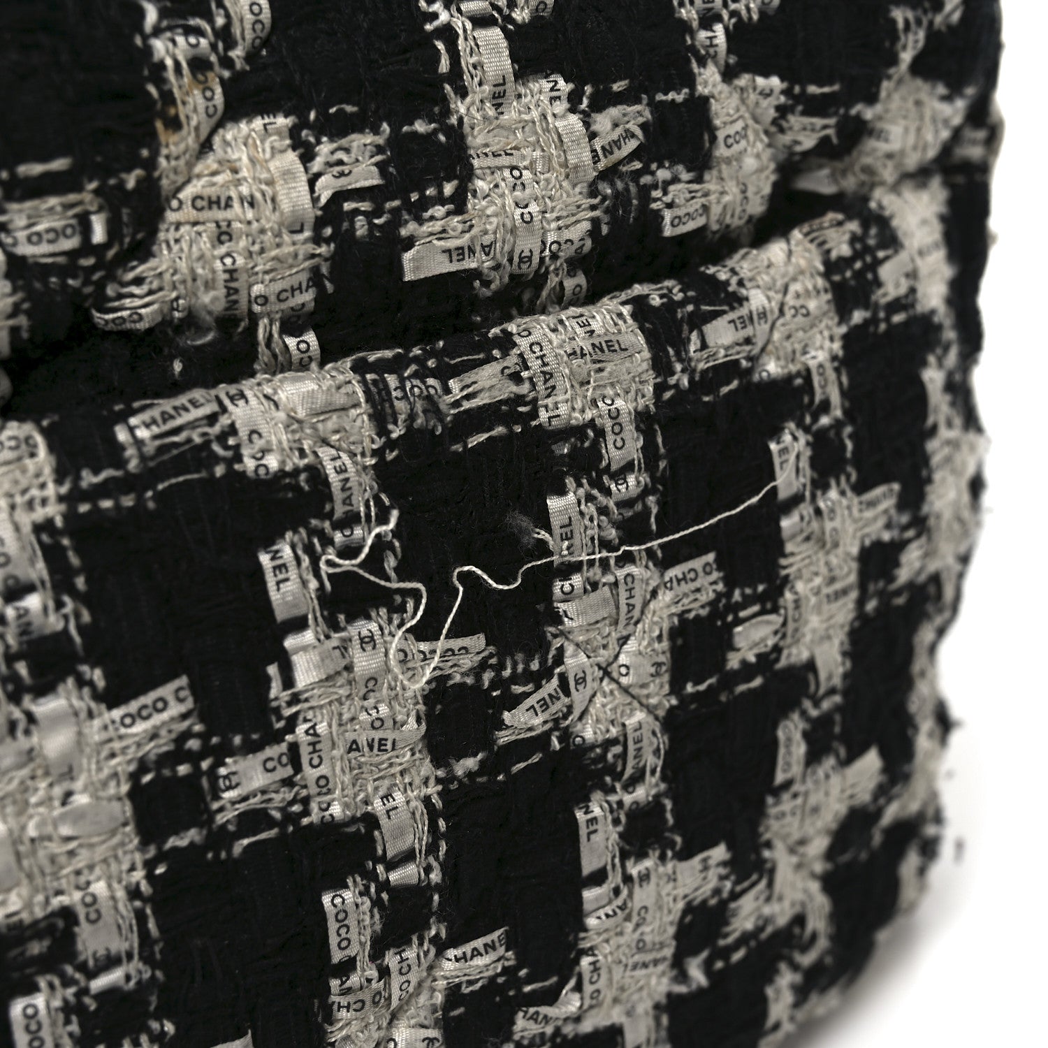 Chanel Tweed Quilted Large Chanel 19 Flap Black Ecru White