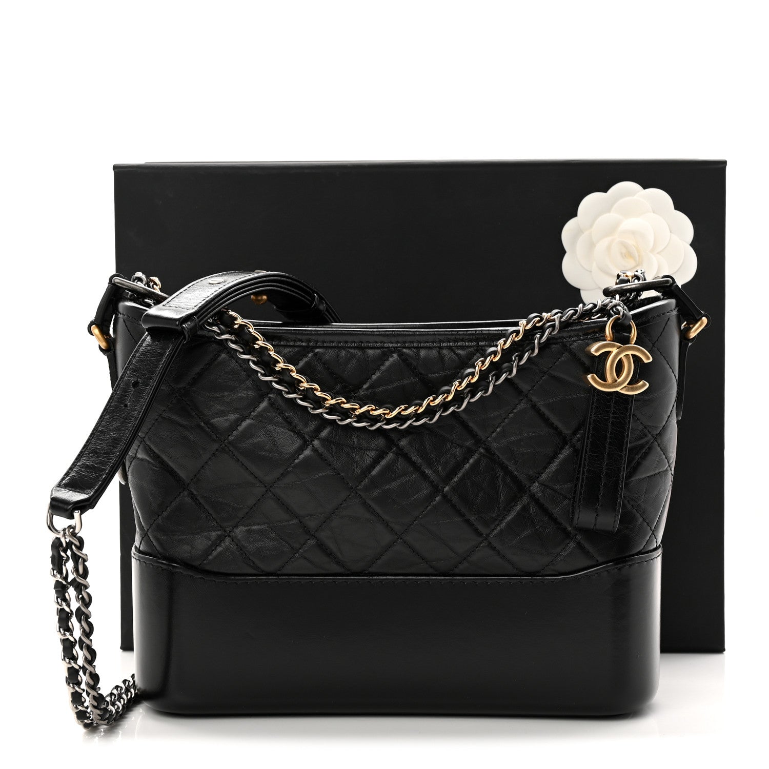 Chanel Aged Calfskin Quilted New Medium Gabrielle Hobo Black
