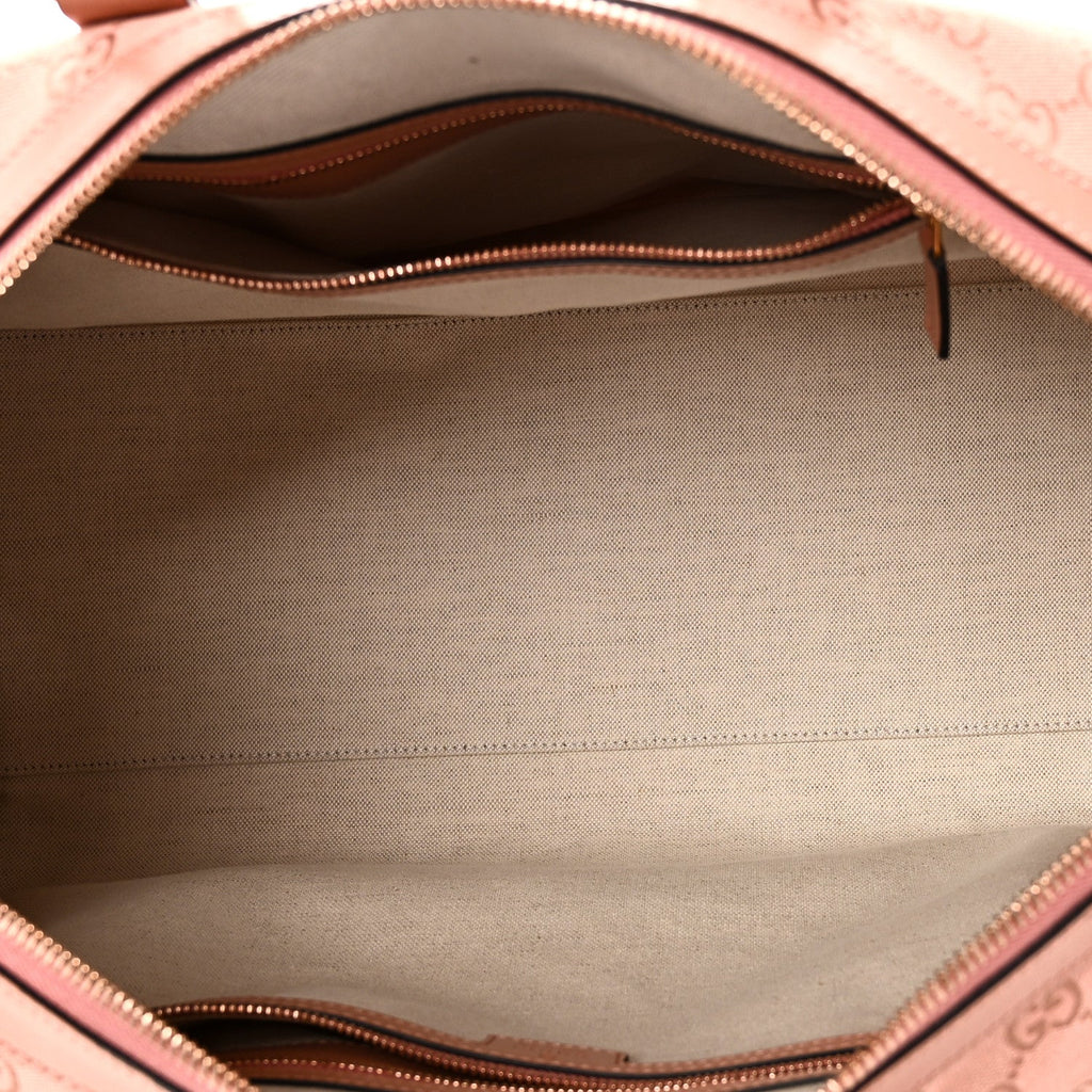 Gucci Monogram Azalea Calfskin Small Retro Interlocking G Duffle Bag Cloche Rose Pink