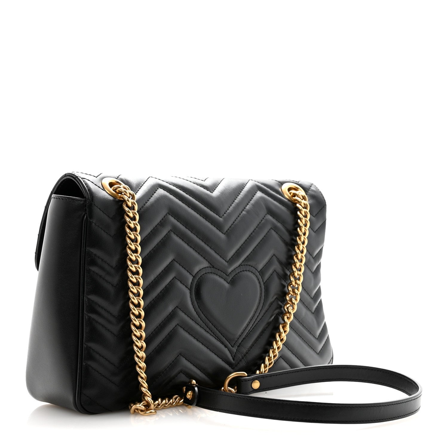 Gucci Calfskin Matelasse Medium GG Marmont Shoulder Bag Black