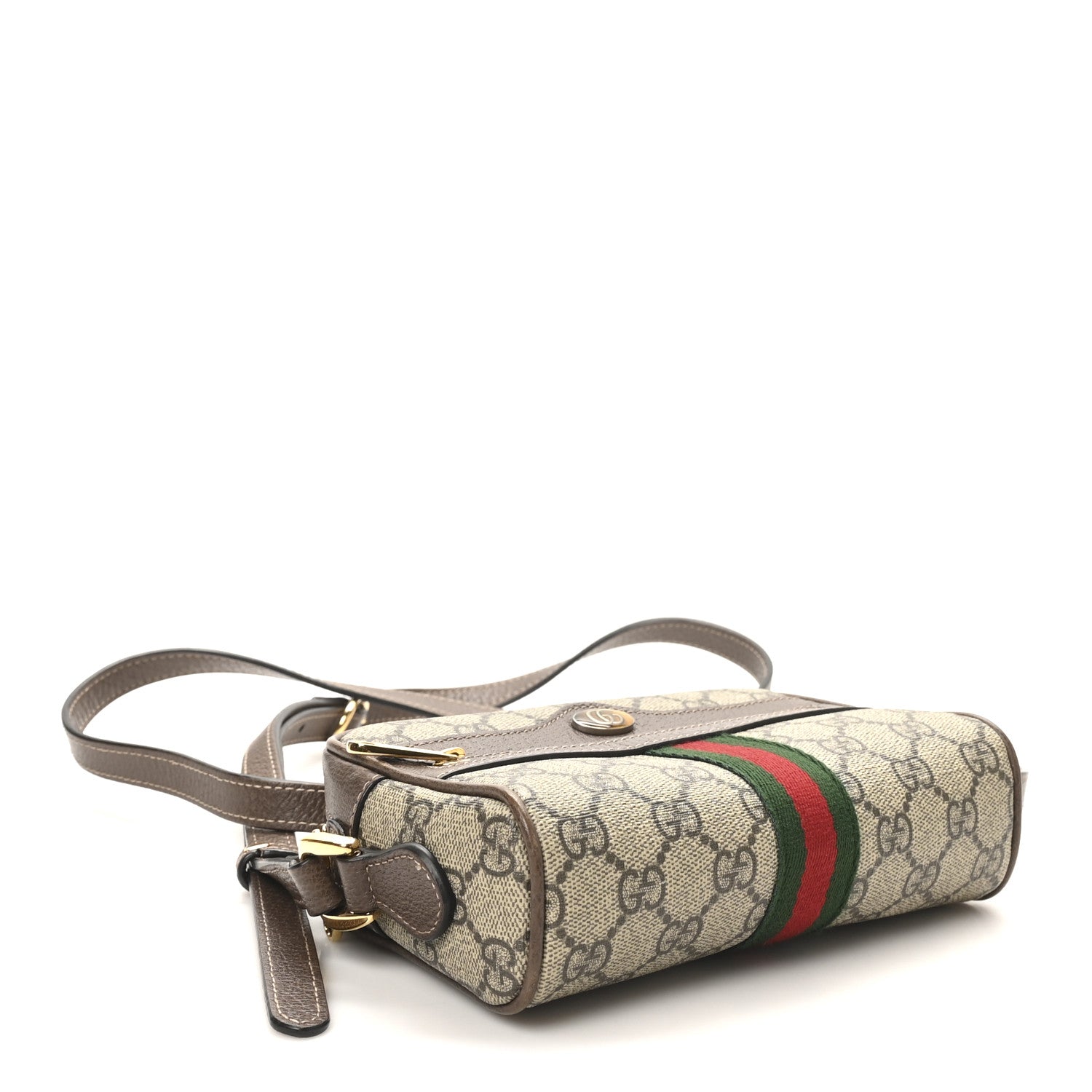 Gucci GG Supreme Monogram Web Mini Ophidia Shoulder Bag Brown