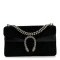 Gucci Velvet Skipper Crystal GG Monogram Small Dionysus Shoulder Bag Black Black Diamond